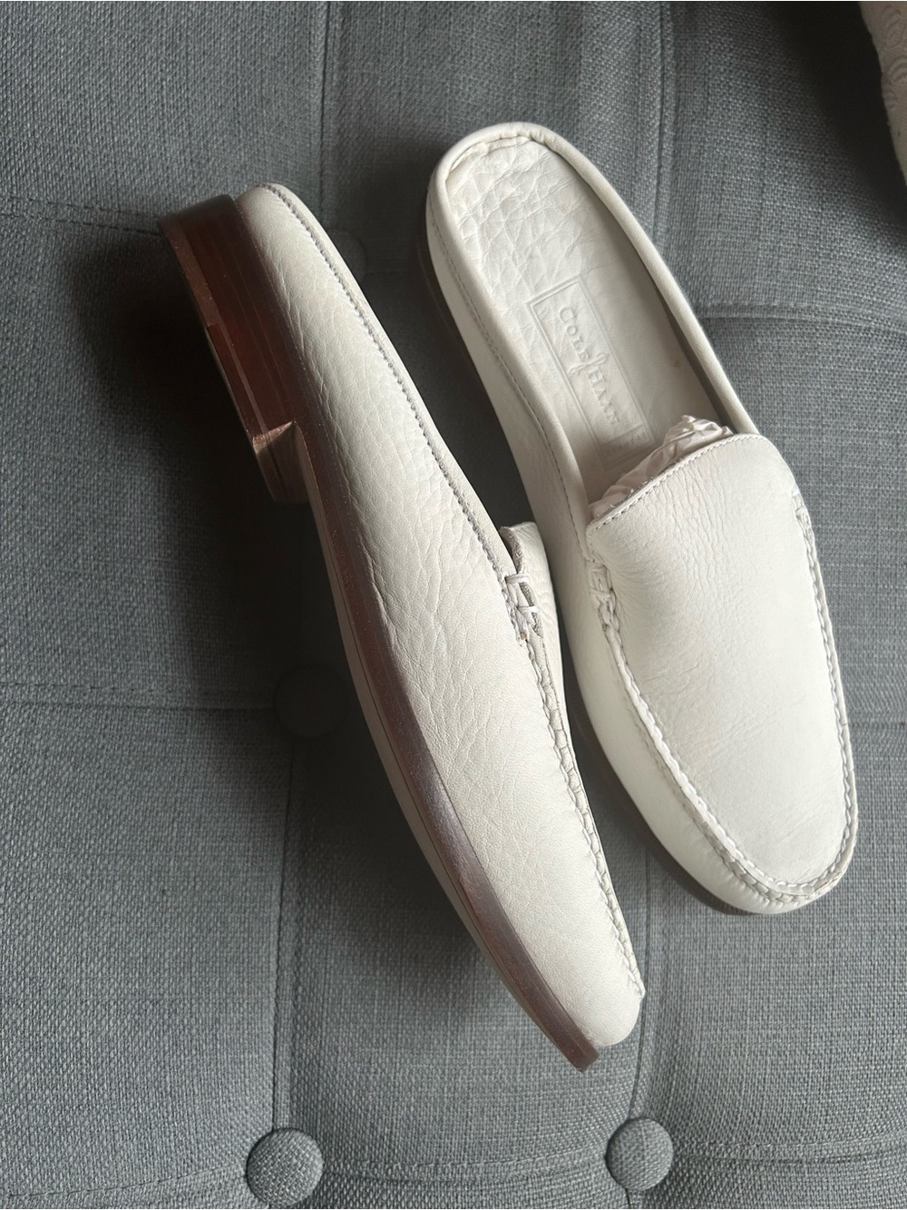 Cole Haan Women’s White Leather Slip-On Loafers - Picture 2 of 6